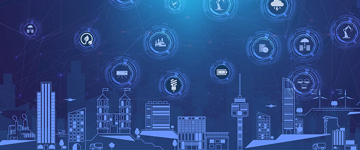 Smart city with ADMS abstract concept