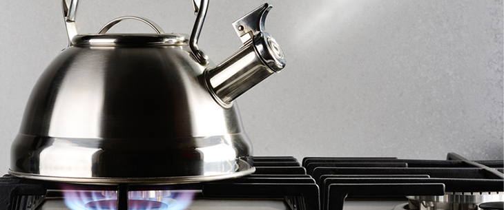 kettle brewing on stovetop