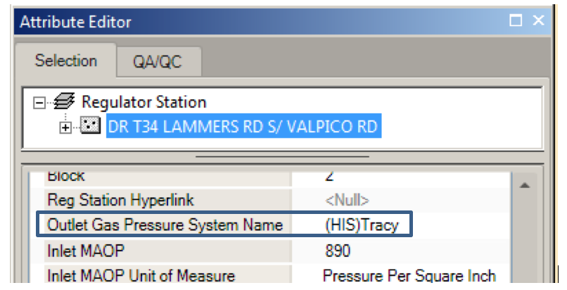 Define boundaries by identifying the Gas Pressure System name in the GIS