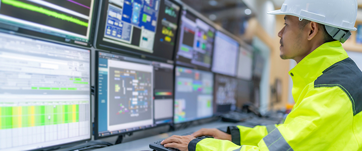 Engineer working at control room