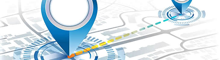 Map with pins and route line