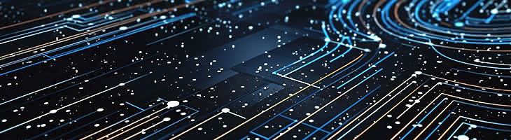 Abstract image of digital path traces on dark background