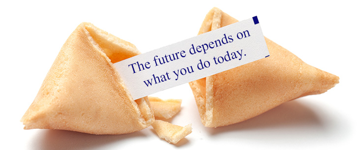 Fortune cookie with message about the future