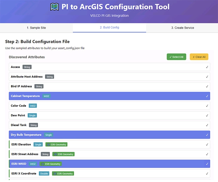 ArcGIS feature service configuration interface